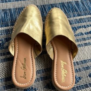 Sam Edelman Austin Metallic Gold Leather Boho Vacation fun Espadrille Mules [9]